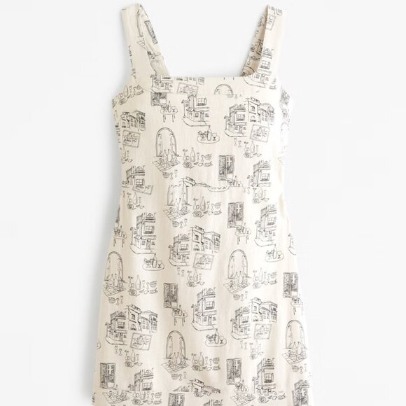 Like New A&F Women's Linen-Blend Wide Strap Mini Dress Sz LP - Picture 5 of 5